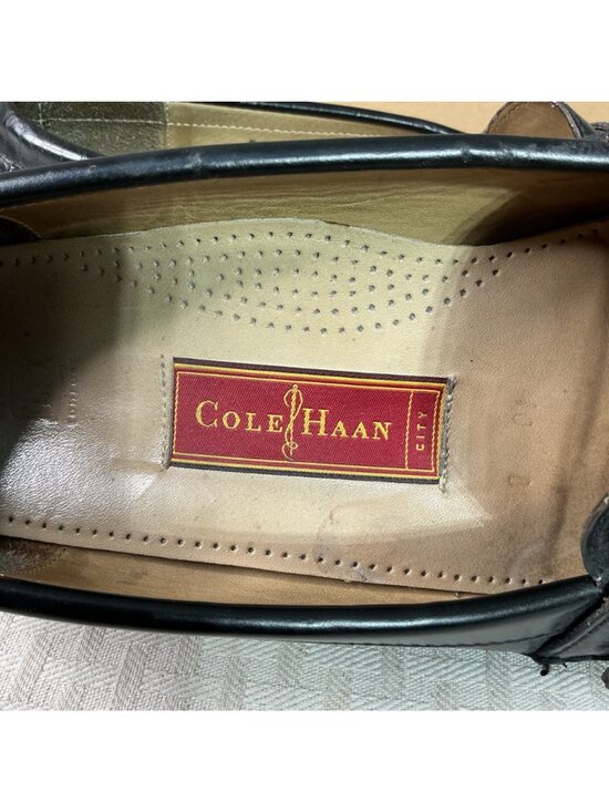 Cole Haan Mens Black Leather Loafers Size 10D With Buckle Detail & Fringe Accent main image 5